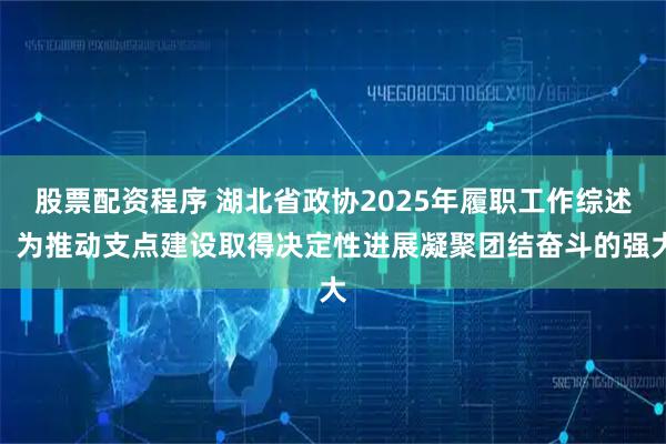 股票配资程序 湖北省政协2025年履职工作综述：为推动支点建设取得决定性进展凝聚团结奋斗的强大